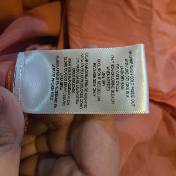 Democracy Terracotta Blouse Medium Roll-Tab Sleeve Button Front - Picture 5 of 11